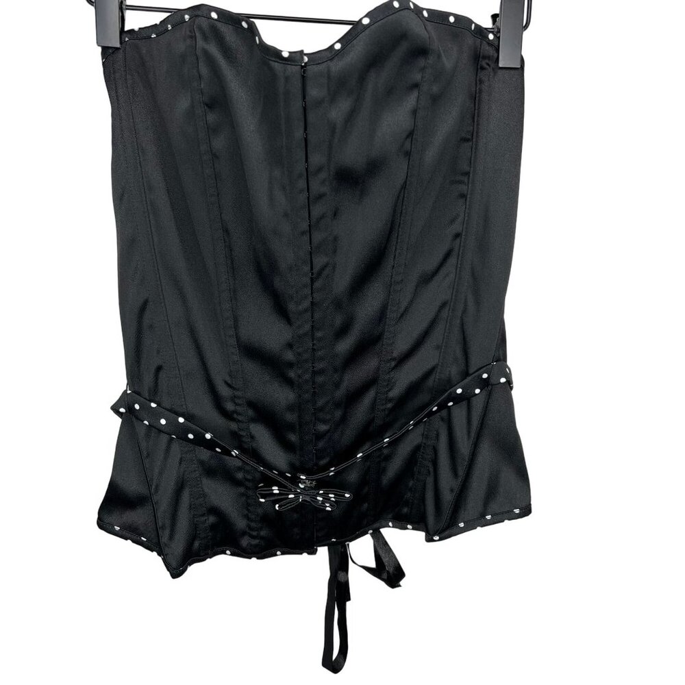 Y2K Charlotte‎ Russe Black Polka Dot Corset Top L